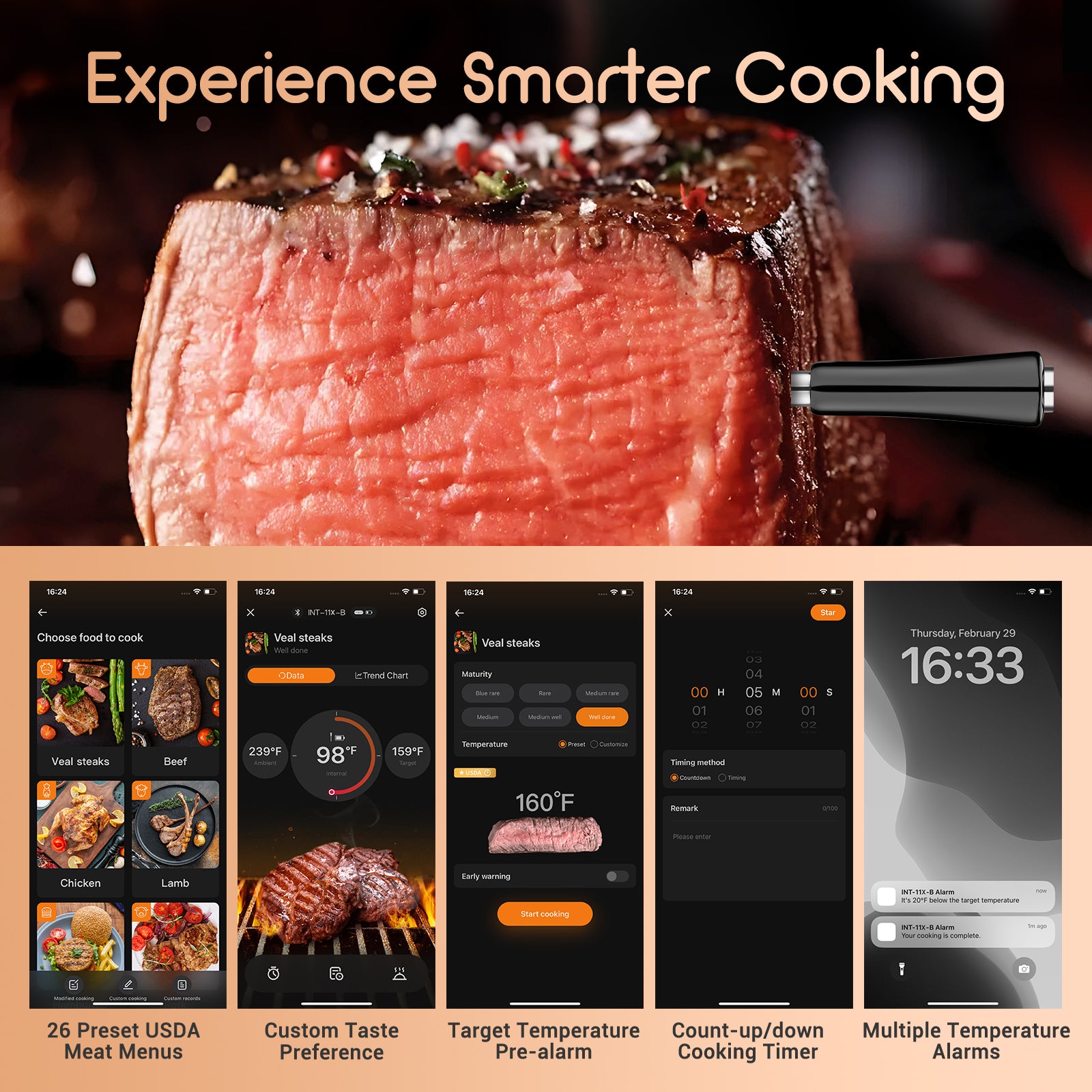 Tester Ice Termometro Digitale Per Carne A Lettura Istantanea - Range -50°C/ 300°C, Sonda Inox, Per Barbecue Termometri Da Cucina - Foto 7